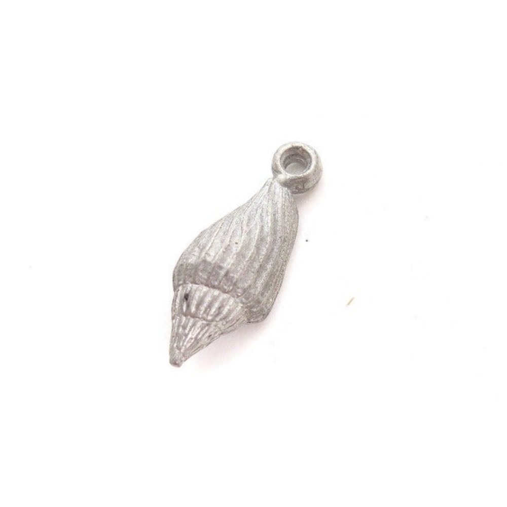Silver Toned Solid Pewter Seashell Charm‎